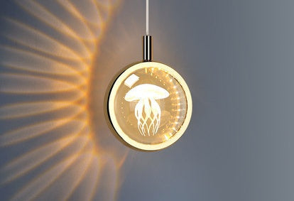 Nordic Jellyfish Crystal Chandelier – Carved Bedside Pendant Light for Bedroom & Bar