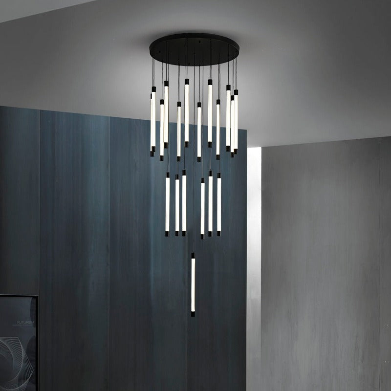 All-Copper Duplex Staircase Chandelier – Modern Luxury Lighting