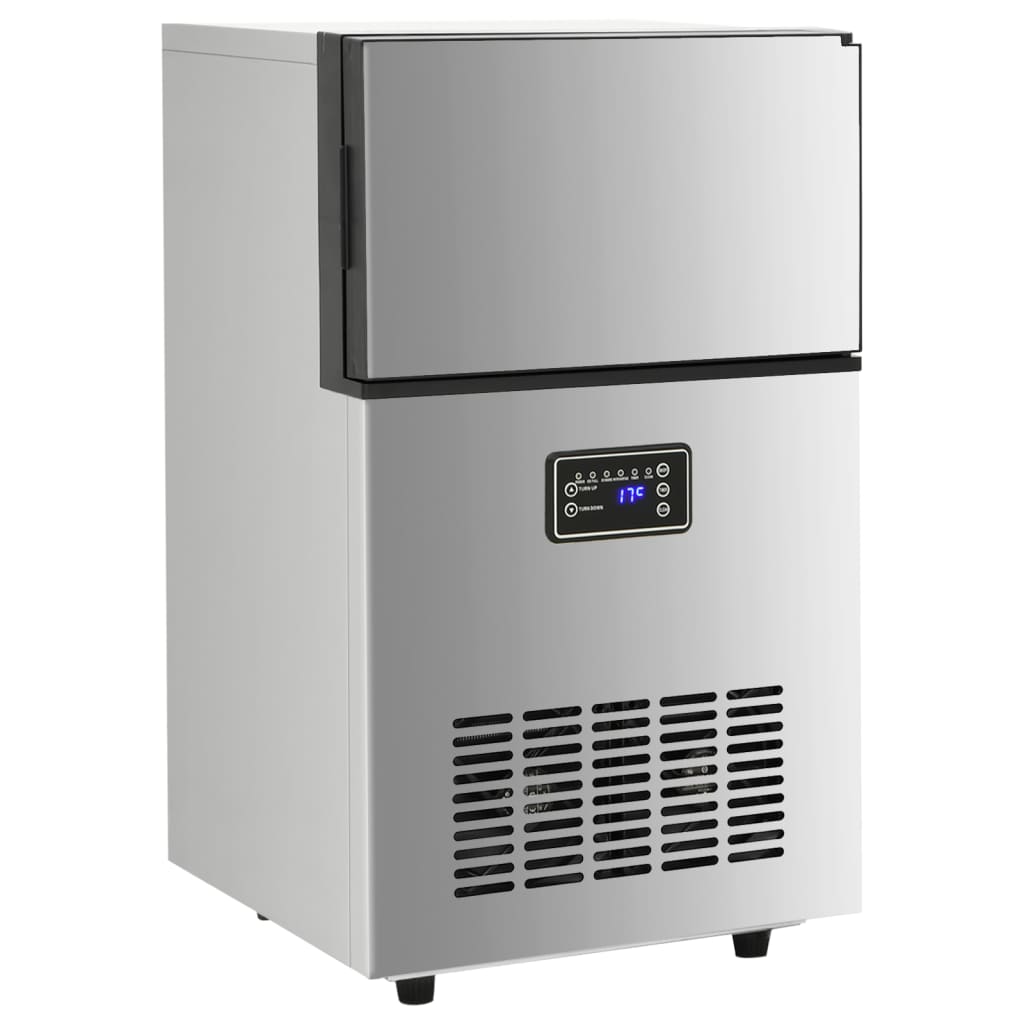 Silver Ice Cube Machine 45 kg per 24 Hours High Capacity Commercial Ice Maker for Home and Business Use