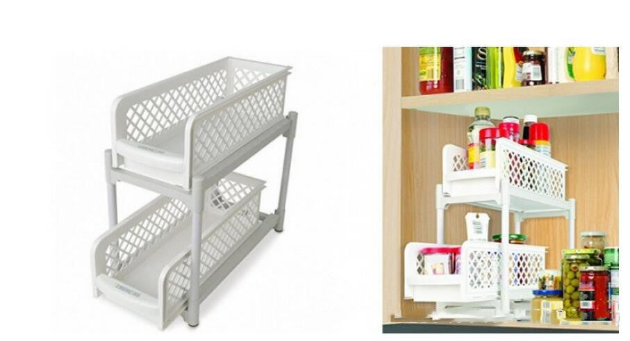 Bathroom Kitchen Storage Rack Wall Mounted Multi-Layer Organizer Shelf Space Saving Rack