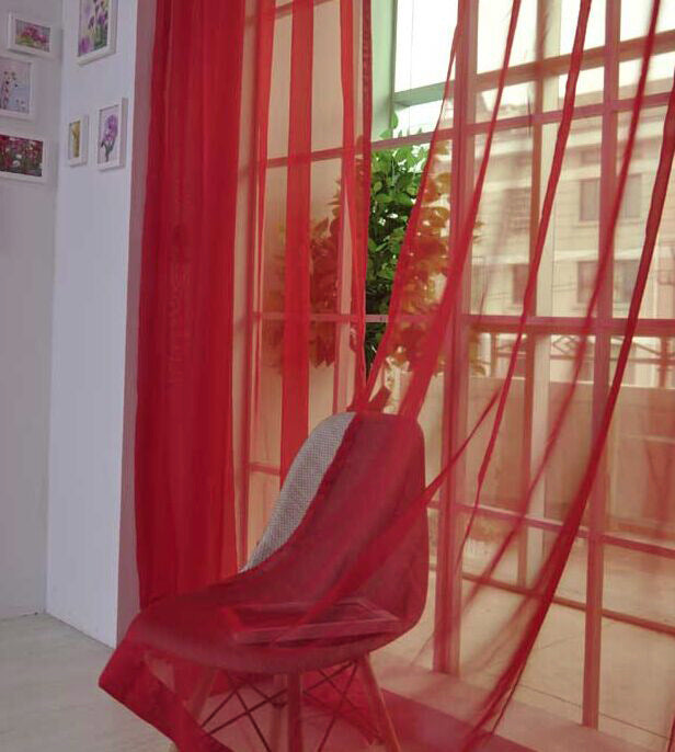 Solid Color Glass Mesh Curtains Transparent Ready Made Punch Free Lightweight Window Sheer Drapes