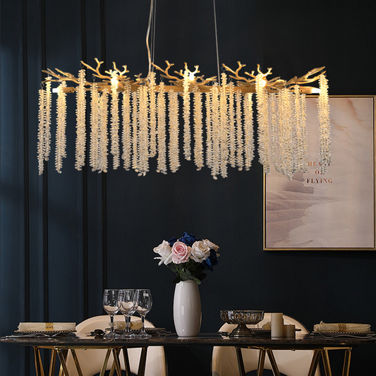 How to Decorate Your Home with a 39 Inch Modern Golden Pendant Light with Cascading Crystal Strands for Luxury Interior Lighting