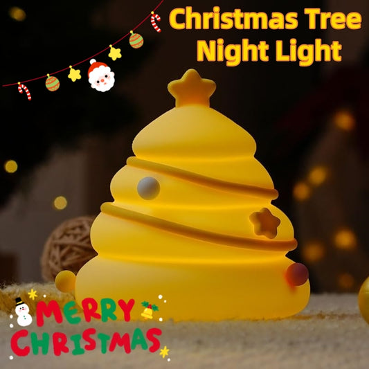 Christmas Tree Silicone Night Light USB Rechargeable Cute Cartoon Table Lamp Eye Protection Kids Birthday Gift Atmosphere Decor