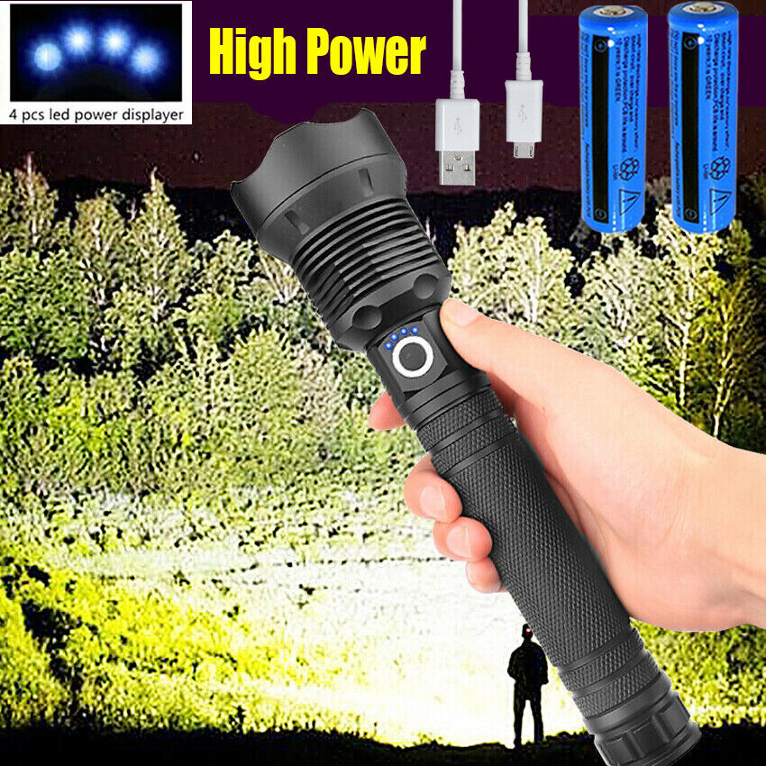 Super Bright 2500000LM LED Flashlight – USB Rechargeable Tactical Torch for Outdoor Use