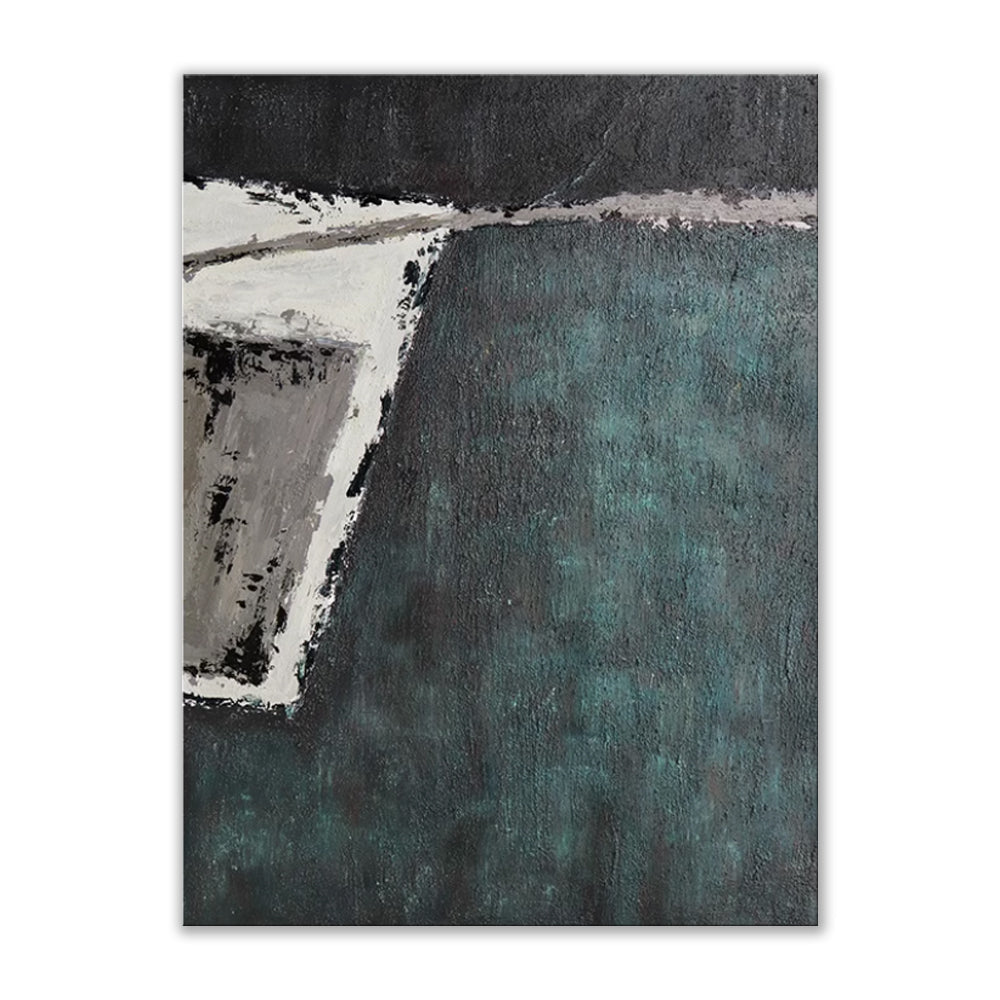 Large Handmade Abstract Painting – Retro Green Wabi-Sabi Texture Wall Art for Living Room Decor