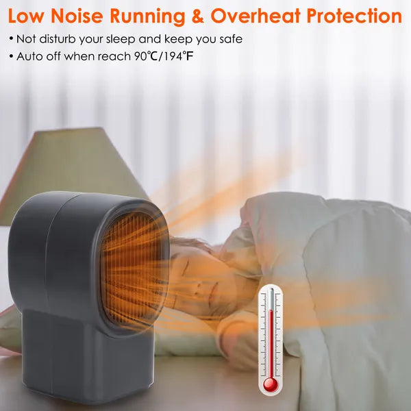400W Portable Electric Space Heater Mini Desktop Fan Heater Personal Small Space Heater for Home & Office Use