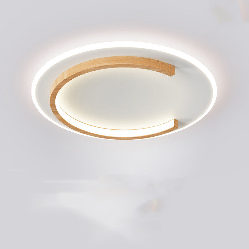 Round Wood Grain LED Ceiling Light Modern Bedroom Ceiling Lamp for Living Room Home Decor
