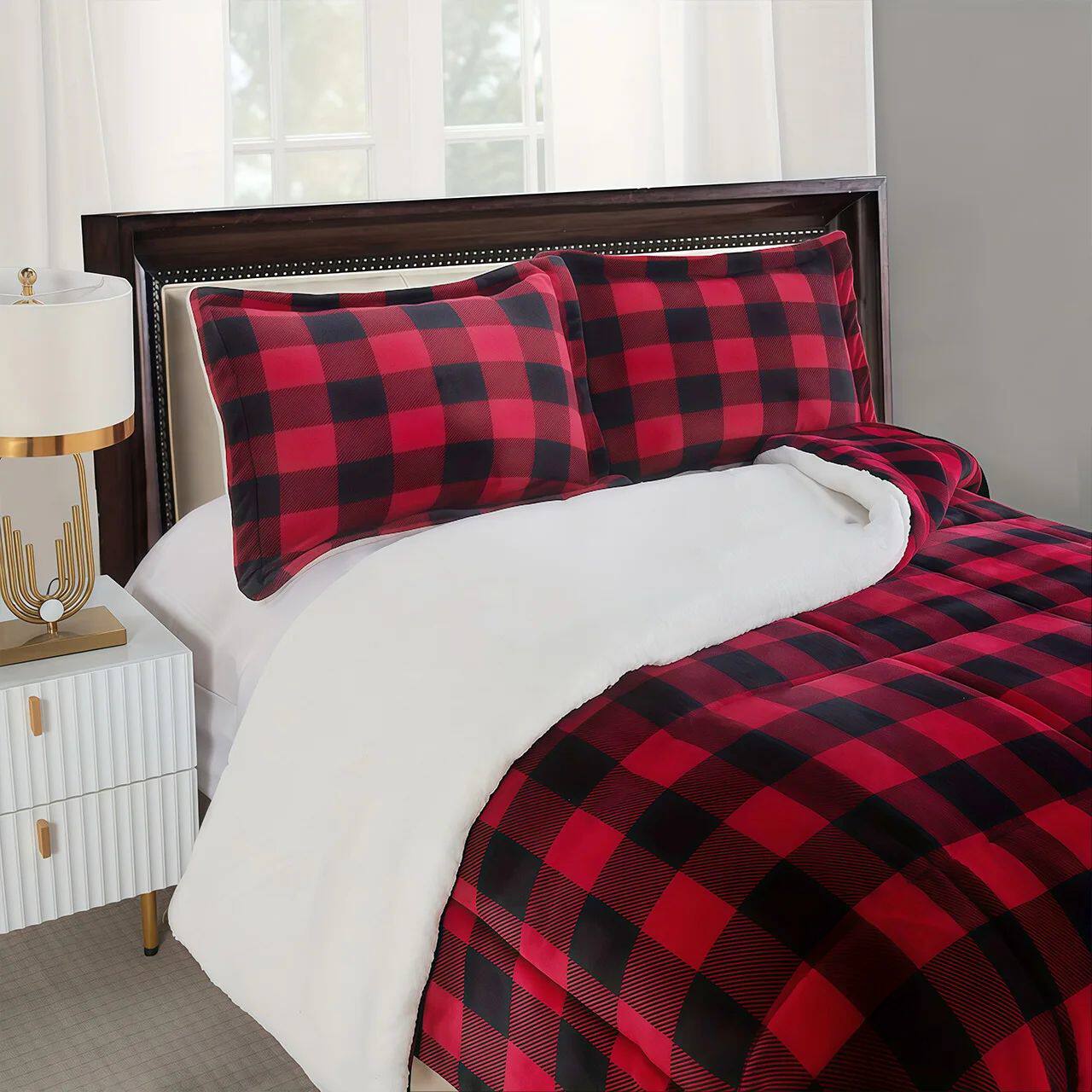 Cozy Sherpa Fleece Buffalo Plaid Blanket Soft Warm Throw Blanket for Sofa Bed Winter Home Decor