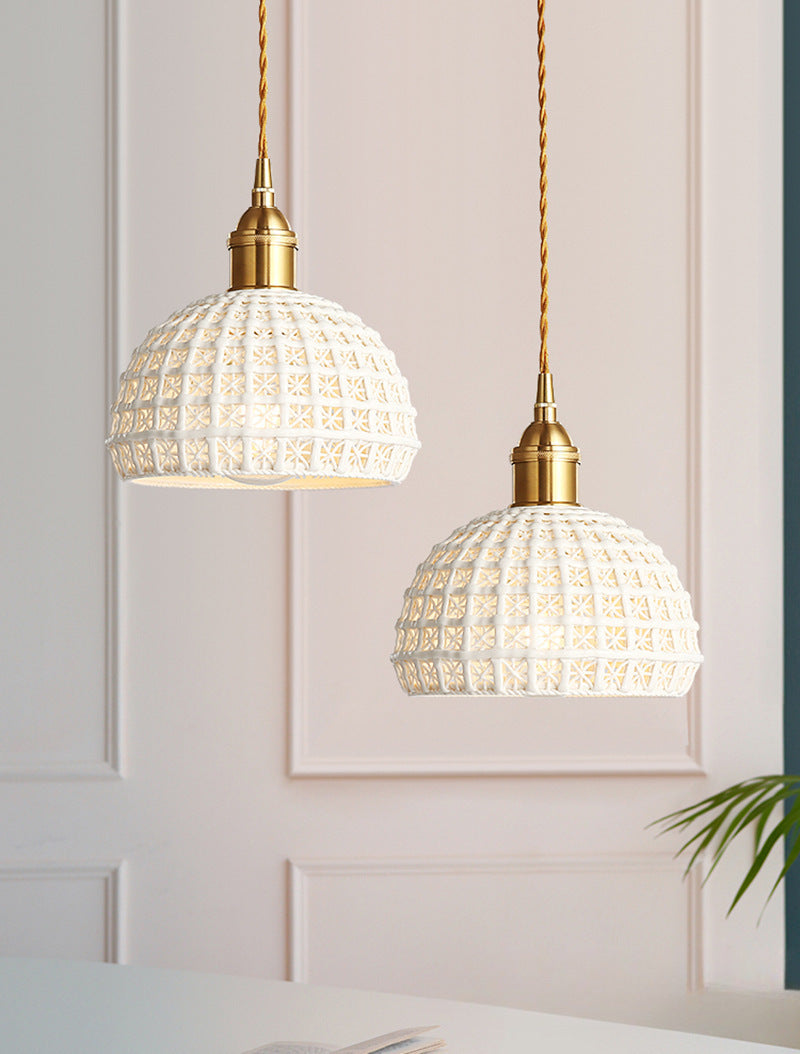 Brass & Ceramic Pendant Lamp – Living Room & Bedroom Bedside Light