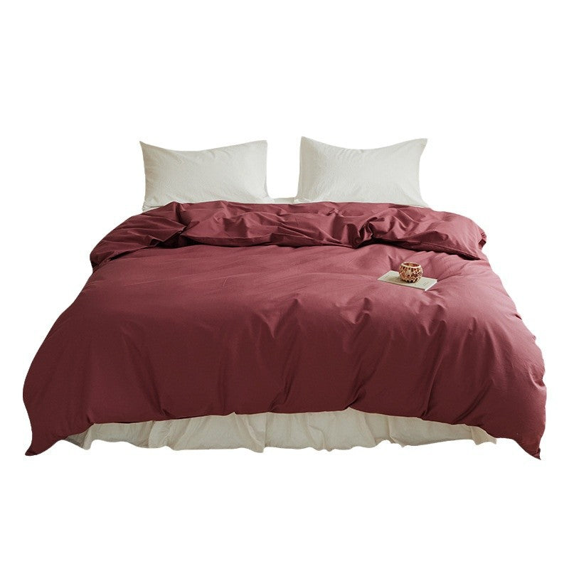 100% Cotton Solid Color Duvet Cover – Soft Breathable Bedding for Single & Double Beds, Dorm Friendly