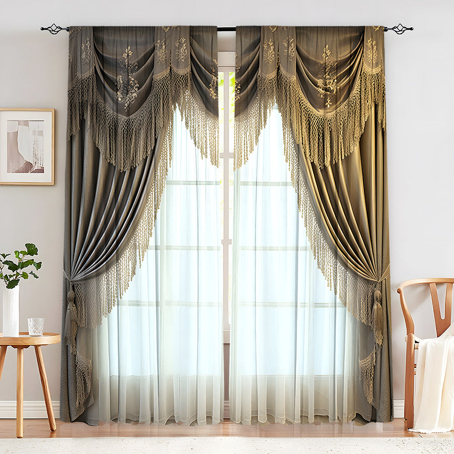 Creative Home European Flower Character Curtains Decorative Window Drapes for Living Room Bedroom Home Decor
