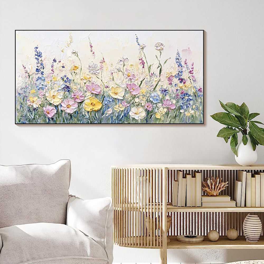 Handmade 3D Palette Knife Flower Oil Painting on Canvas Wall Art for Living Room Home Decor Frameless Unstretched