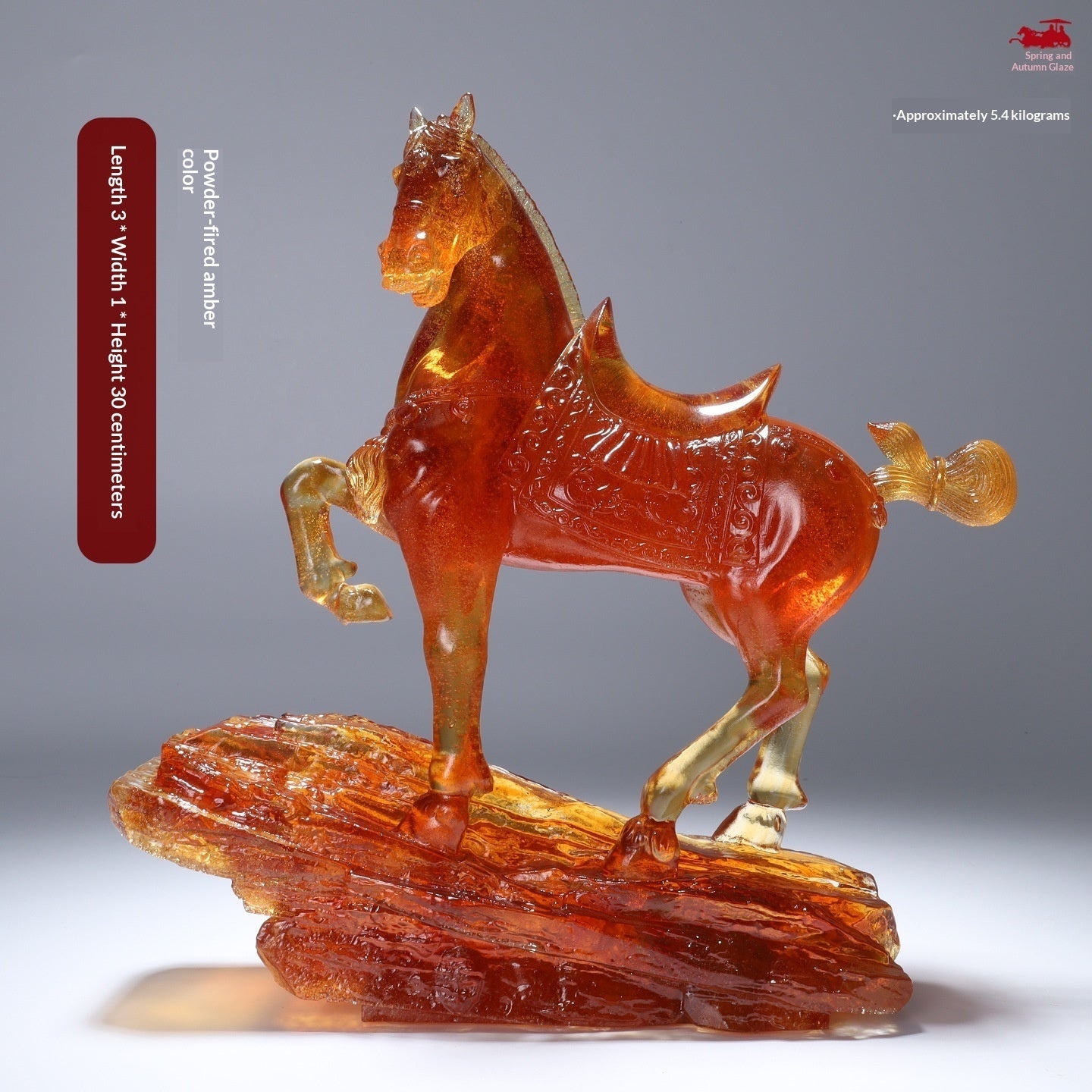 Lustrous Glazed Imperial Horse Figurine Red Flower Hawk Motif Decorative Ceramic Statue Home Decor