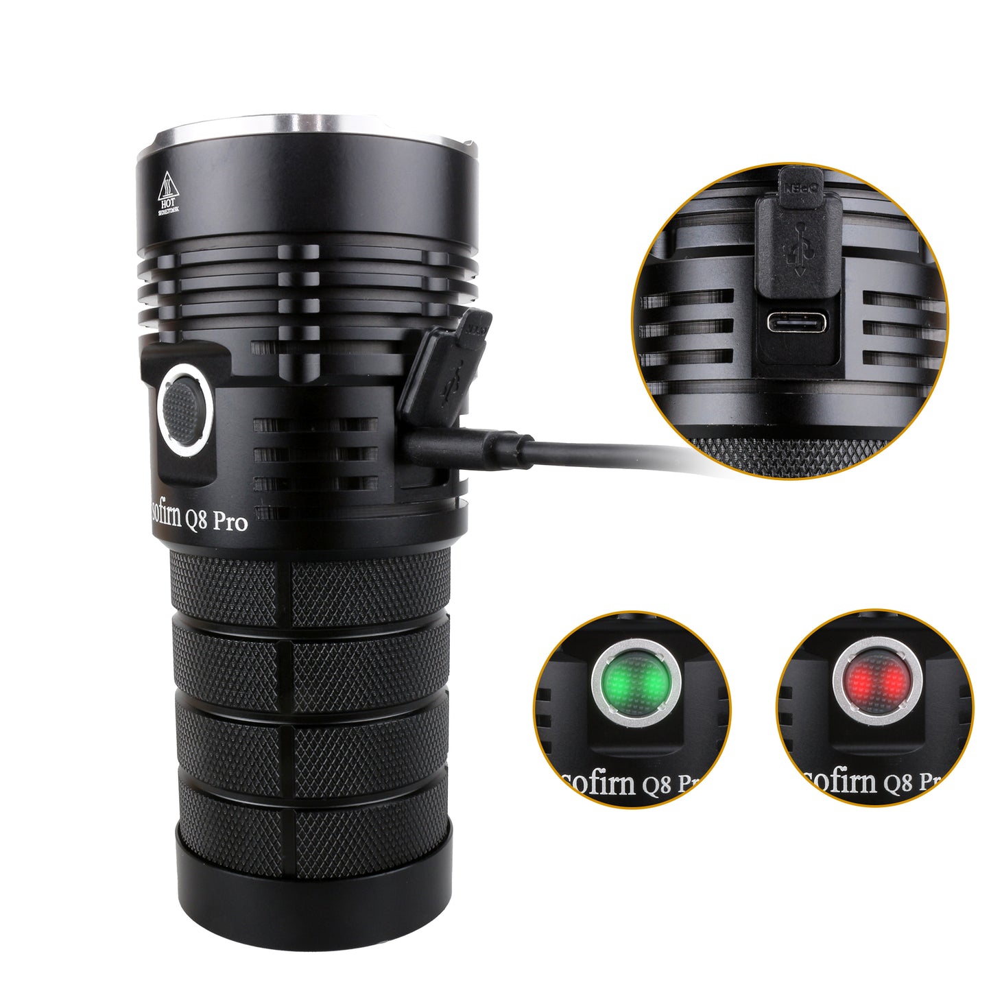 High Power Flashlight – 18650 Battery USB-C Direct Charging LED Torch