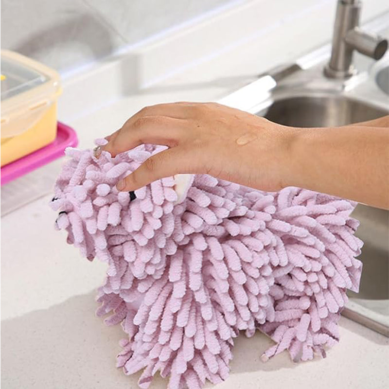 Cute Puppy Shaped Kitchen Towel Absorbent Hanging Loop Home Cleaning Towel Decor