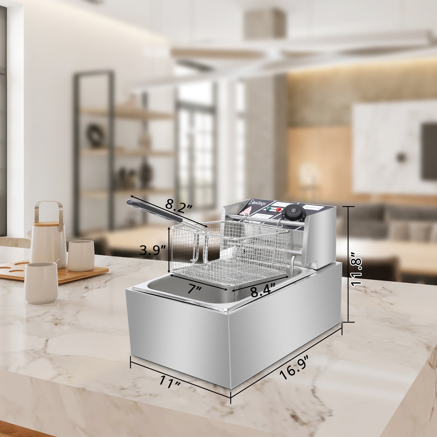 Electric Deep Fryer – Stainless Steel Single Tank Commercial Kitchen Frying Machine