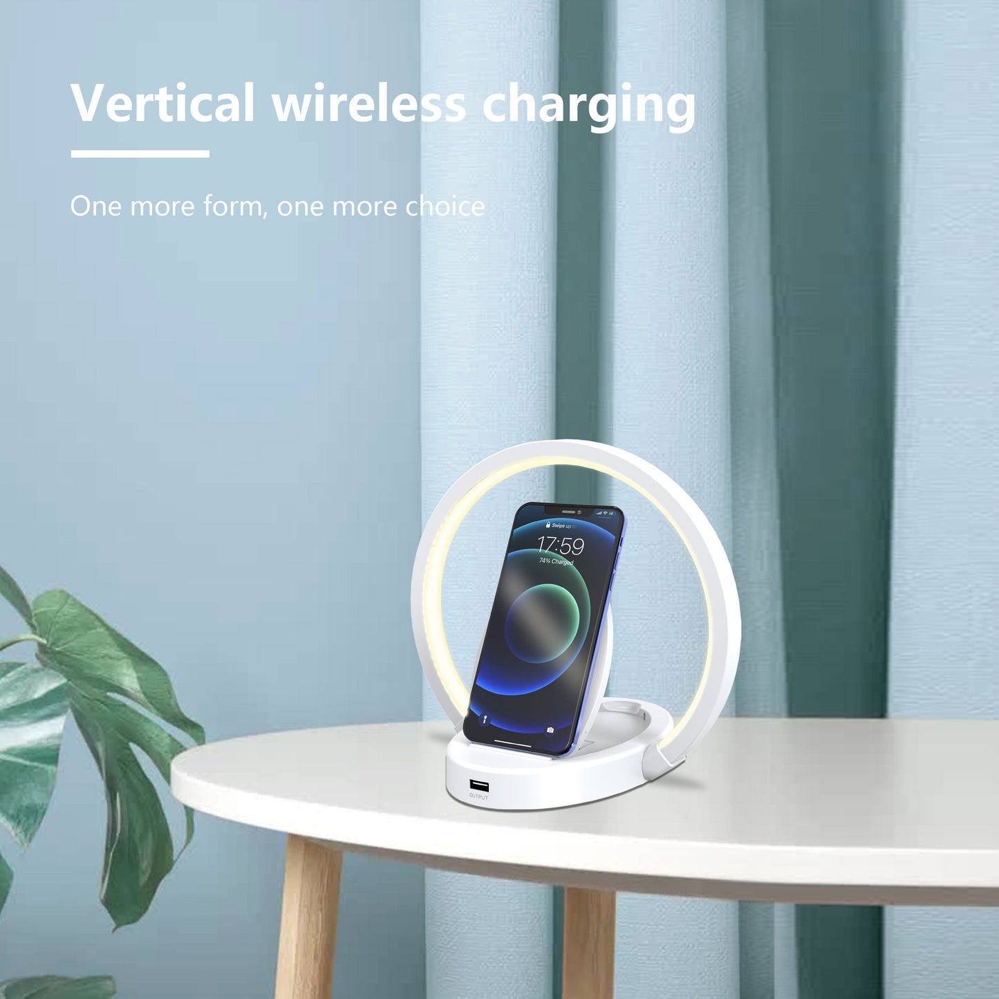 Night Light Lamp Bluetooth Speaker 10W Wireless Charger Table Lamp USB Charging Phone Holder with Dynamic Color LED