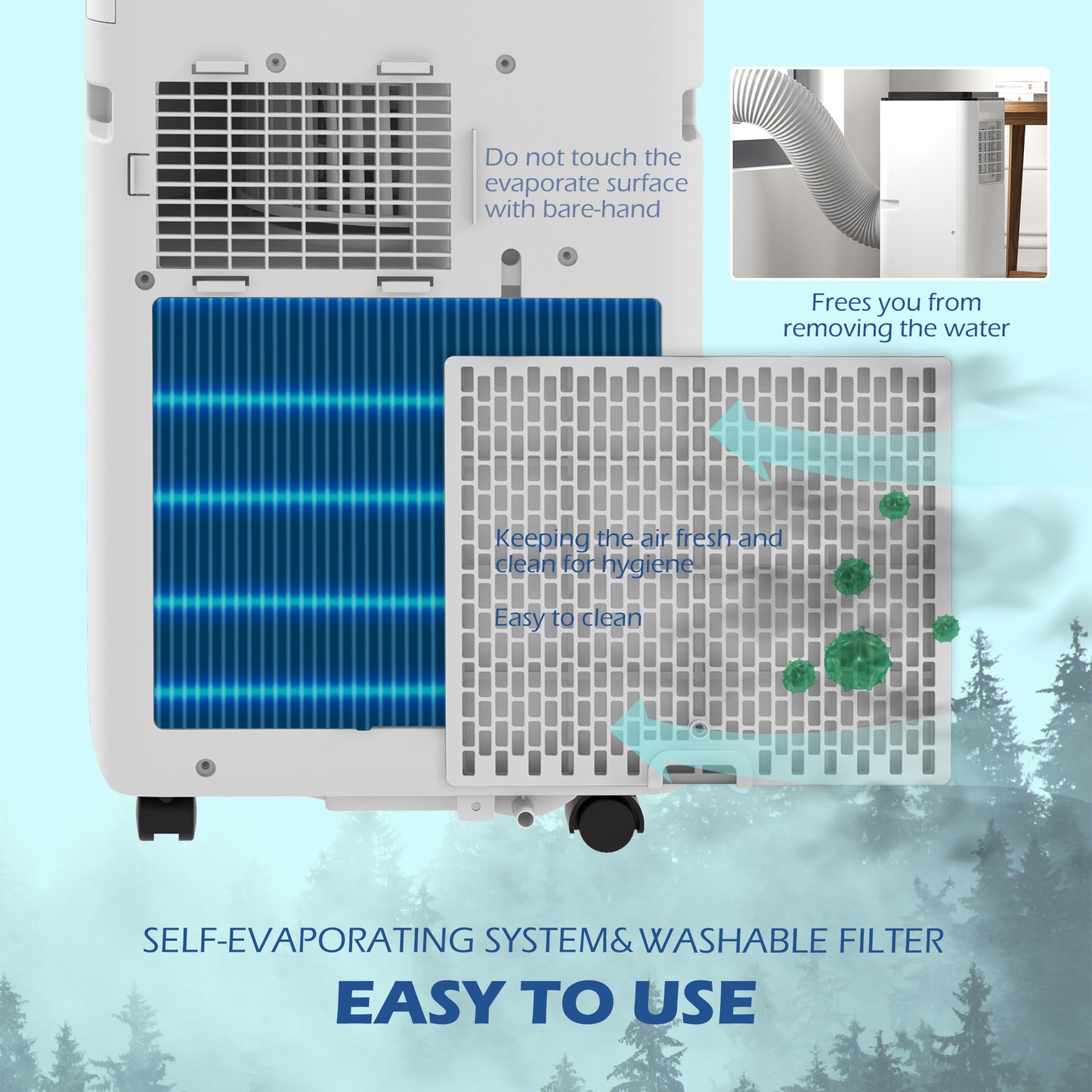 10,000 BTU Portable Air Conditioner for 440 Sq Ft Room White AC Unit with Dehumidifier Fan Sleep Mode 24H Timer & Window Kit
