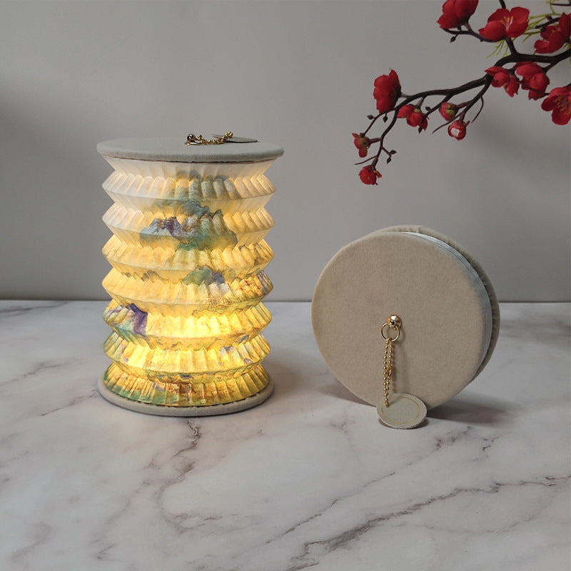 Folding Small Lantern Cultural Creative Gift Portable Decorative LED Lantern for Home and Events