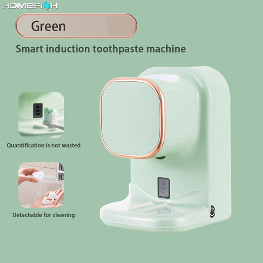 Automatic Toothpaste Dispenser Wall Mounted Sensor Toothbrush Holder Punch-Free Electric Squeeze Organizer