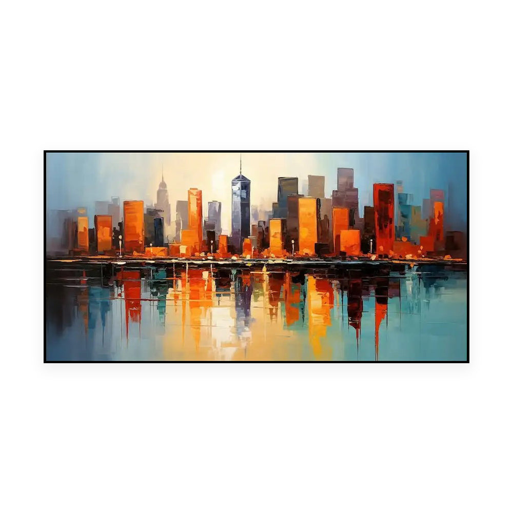 Handmade Urban Street Scene Oil Painting on Canvas Modern Abstract Architectural Wall Art for Home Decor Frameless Unstretched