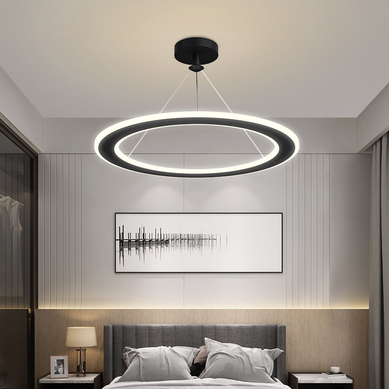 Simple Modern Circular Chandelier – Bedroom & Study Ceiling Light