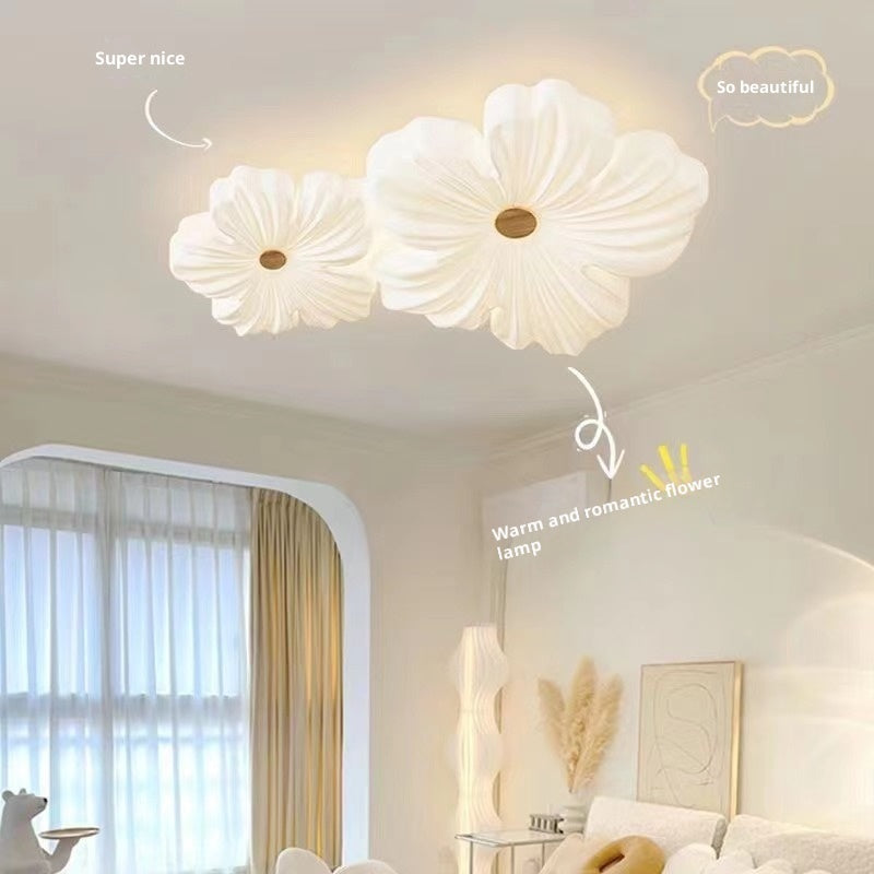 Cream Wind Flower Ceiling Lamp Petal Design Living Room Bedroom Modern Decorative Light