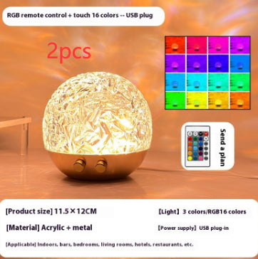 Water Ripple Projector Night Light Crystal Mood Lamp Sunset LED Bedside Decoration Aesthetic Home Bedroom Gift