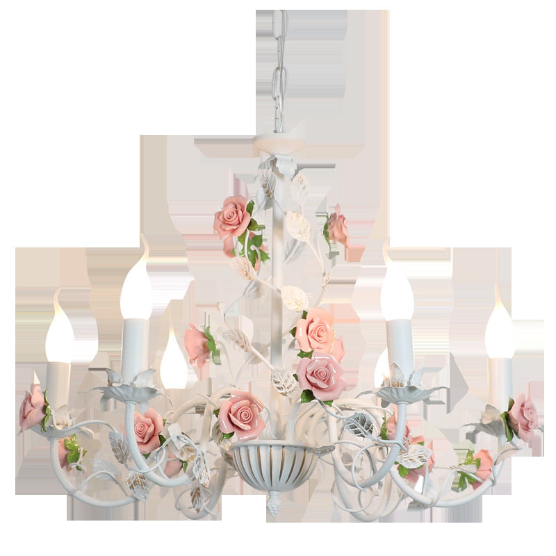 Pastoral Wrought Iron Chandelier – French Retro Princess Bedroom & Living Room