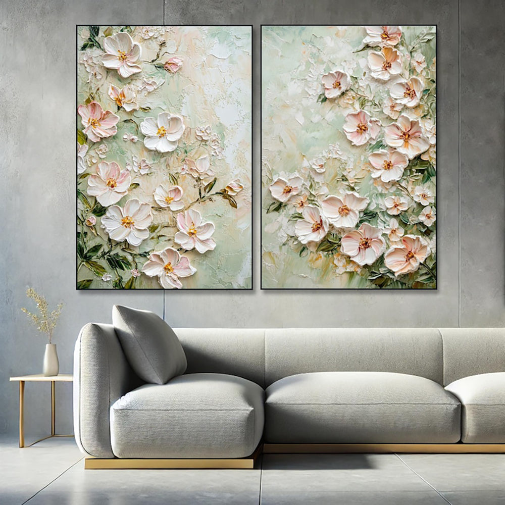 Handmade 3D Texture Flower Oil Painting on Canvas Modern Abstract Wall Art for Home Room Decor Frameless Unstretched