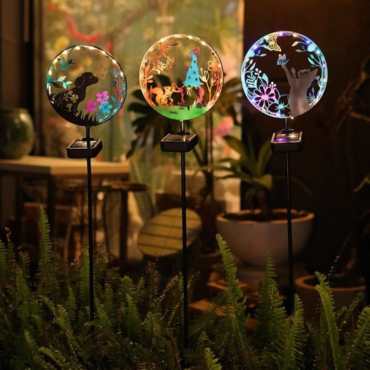 LED Wrought Iron Solar Garden Animal Ground Lamp Outdoor Decorative Atmosphere Landscape Light