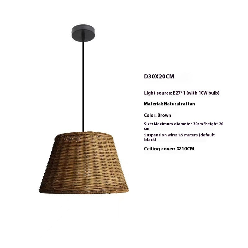 Bamboo Rattan Wabi-Sabi Pendant Light – Vintage Woven Ceiling Lamp