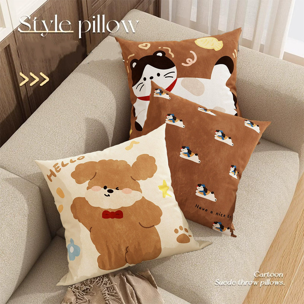 Cute Dog Pillowcase 45x45cm Sofa Cushion Cover Bedroom Home Car Office Decorative Pillow Cover