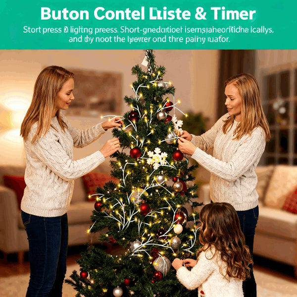 Lighted Birch Garland 7.87ft – 144 LED Warm White Branch Lights with Remote, Timer & 8 Modes (IP45 Waterproof)