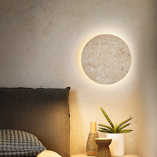 Round Clock Wall Lamp Yellow Cave Stone Design Modern Decorative Bedroom Living Room Light