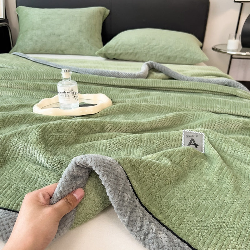 Maternal and Child Grade Knitted Blanket Milk Velvet Coral Fleece Air Conditioning Blanket Soft Warm Throw for Home Use