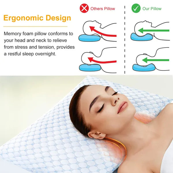 Cooling Memory Foam Bed Pillow Gel Infused Ventilated Breathable Heat Reducing Sleep Pillow Machine Washable