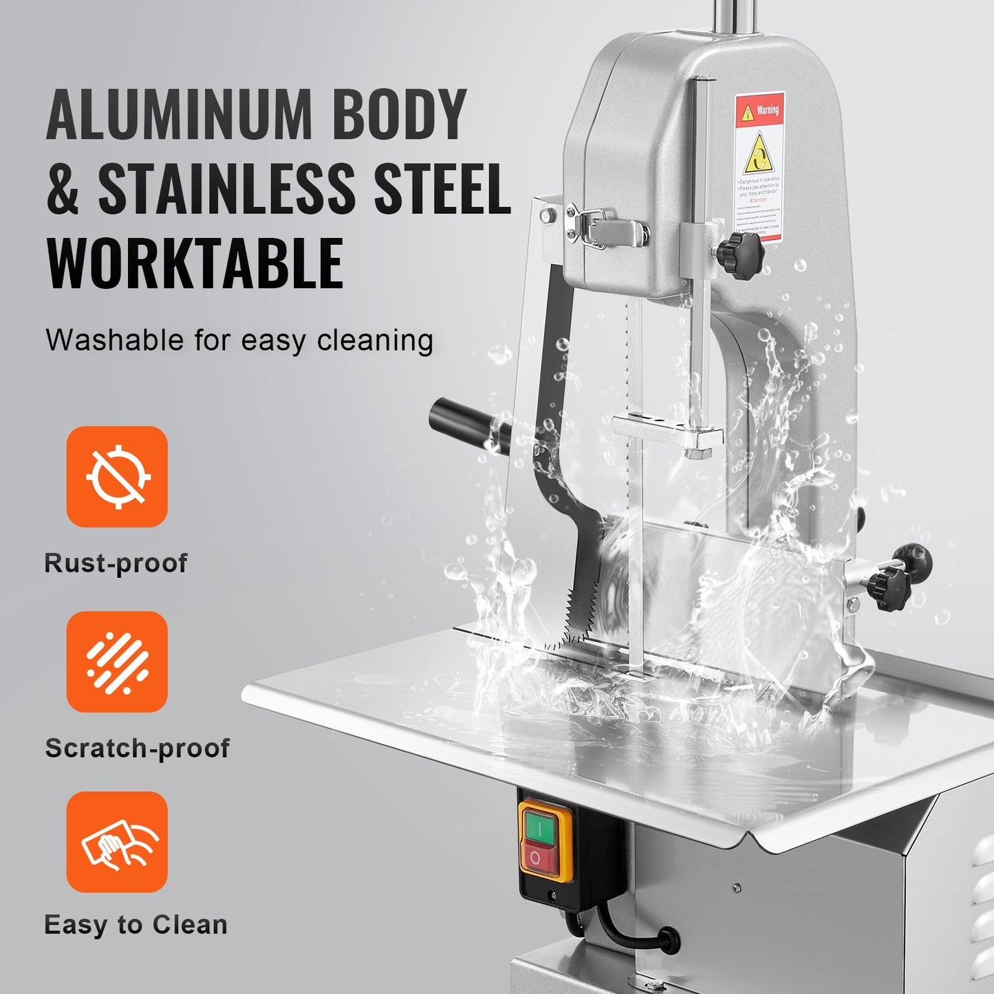 650W Commercial Electric Meat Bandsaw Stainless Steel Bone Saw Cutting Machine for Butchery Use