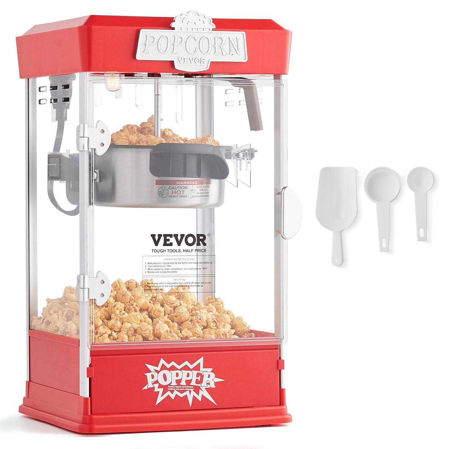Tabletop Popcorn Maker 480W 4 Oz Electric Popcorn Machine for Home and Party Use Red