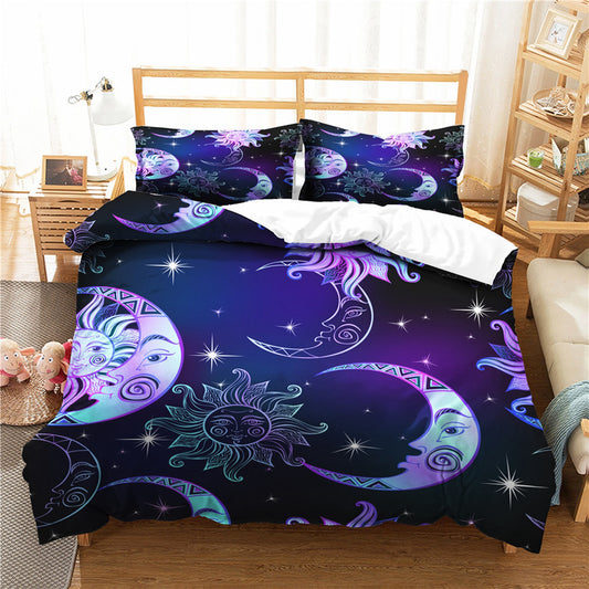 3D Starry Sky Bedding Set Three Piece Star Moon Duvet Cover European American Size Bedroom Decor