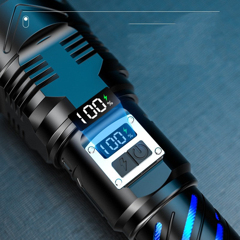 Aluminum Alloy Zoom Flashlight Digital Display Rechargeable LED Torch for Outdoor Camping and Emergency Use