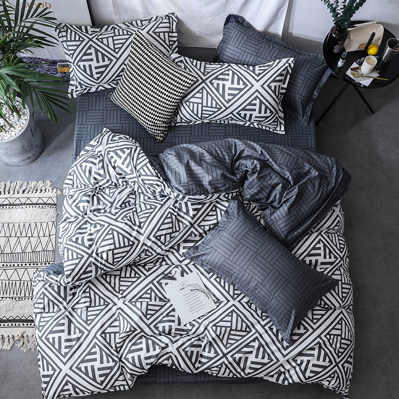3-Piece Bedding Set Duvet Cover Quilt with 2 Pillowcases 50x70cm Soft Comfortable Bed Set