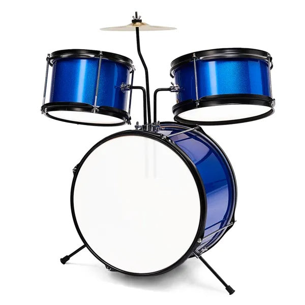 3 Piece Junior Kids Drum Set Kit with Pedal Drumsticks Stool and Wrench Beginner Music Instrument