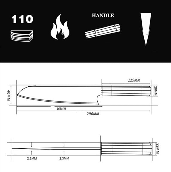 110 Layer VG10 Damascus Knife – No Steel Core Chef Knife High Carbon Handmade Kitchen Cutting Tool