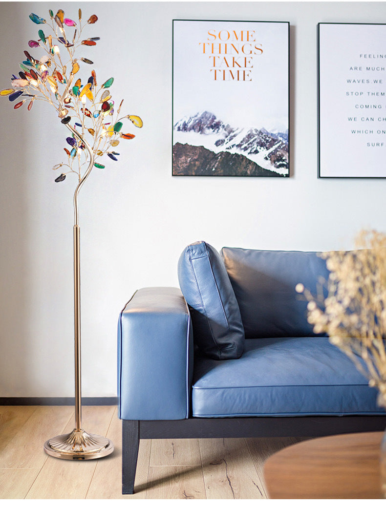 Nordic Agate Tree Branch Floor Lamp for Creative Living Room Decor