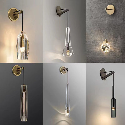 Luxury Copper Crystal Wall Lamp – Modern Wall Light for Living Room, Bedroom & Aisle
