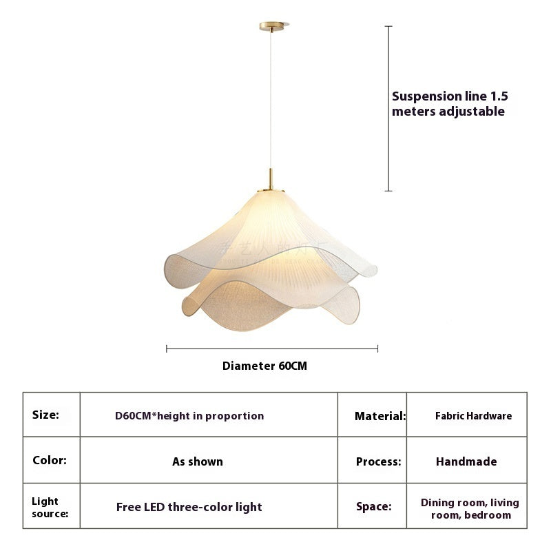 Nordic Cream Fabric Chandelier – High-End Modern Ceiling Light for Living Room, Bedroom & Dining Room