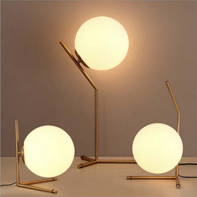 Simple Glass Ball Table Lamp Modern Minimalist Bedside Night Light Home Decor Lighting