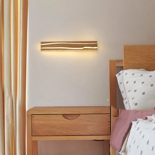 Solid Wood LED Wall Light Modern Bedroom Bedside Lamp Warm Decorative Lighting