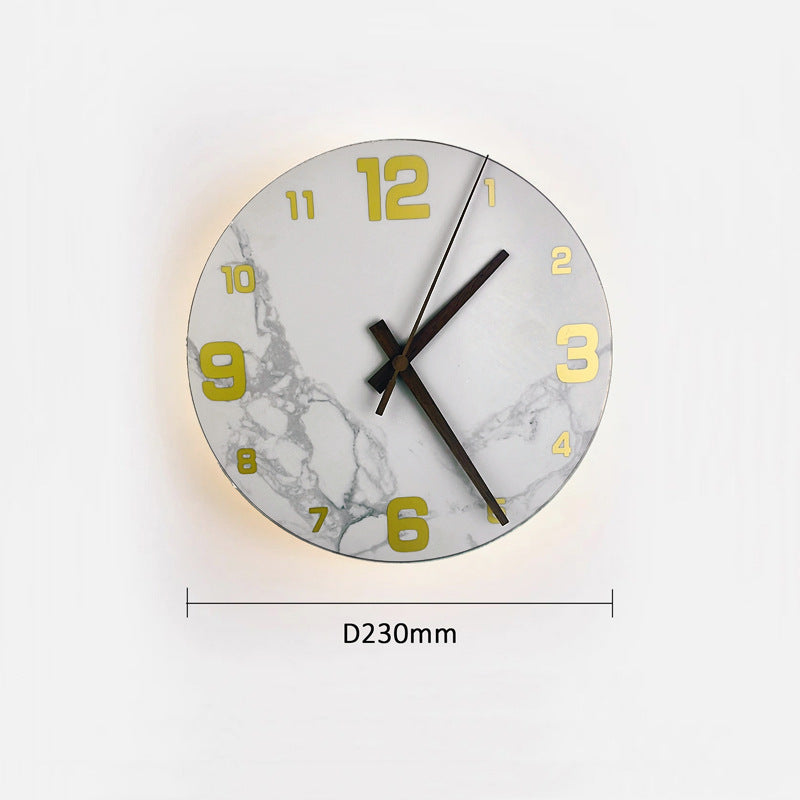 Round Clock Wall Lamp Yellow Cave Stone Design Modern Decorative Bedroom Living Room Light